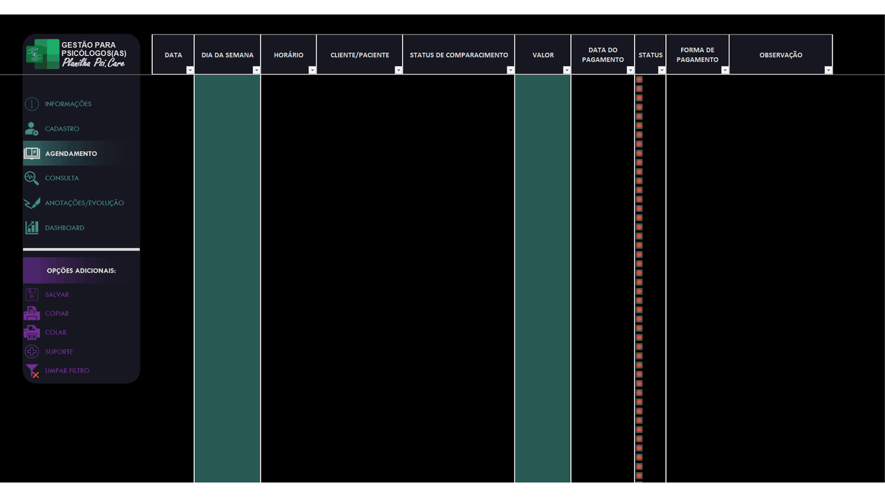 Psi.Care — agendamento, consulta diária, disponibilidade, dashboard